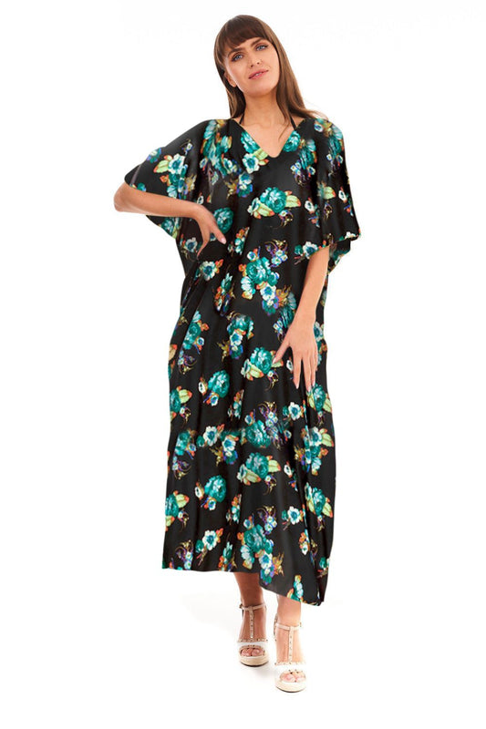 Full Length Long Maxi Kaftan Dress in Floral Print- Pack of 12