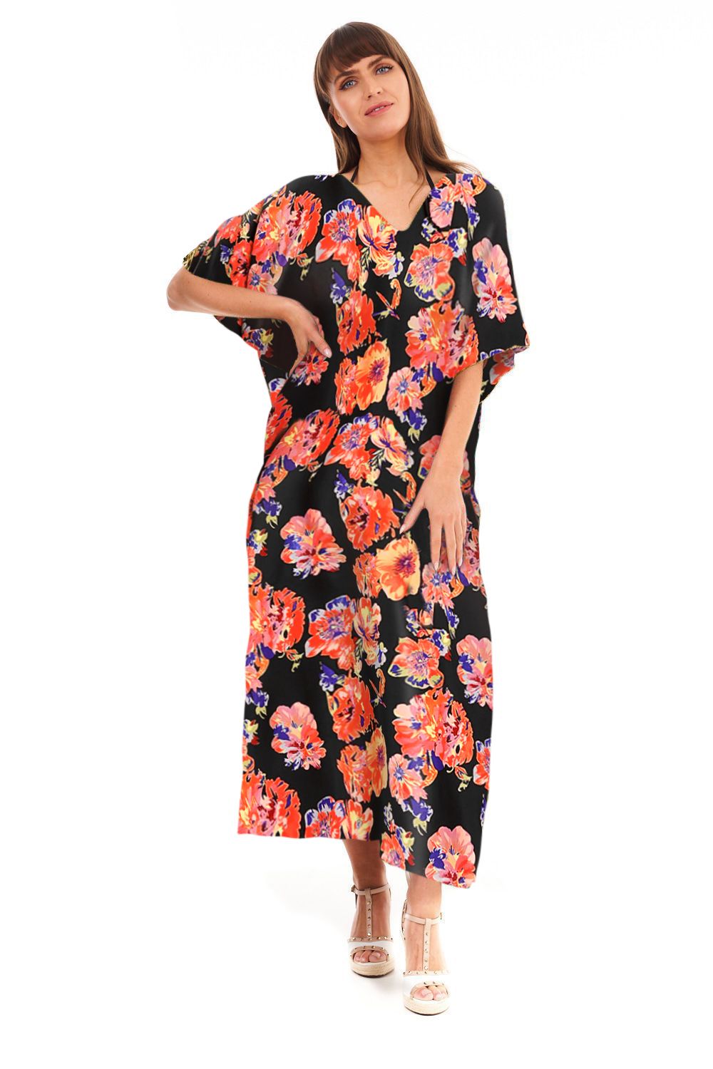 Full Length Long Maxi Kaftan Dress in Floral Print- Pack of 12