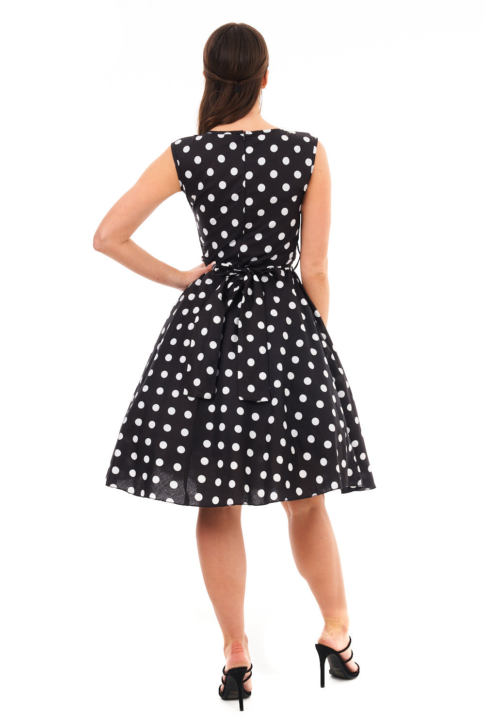Ladies Retro Vintage 1940's / 1950s Inspired Polka Dot Dress in Black