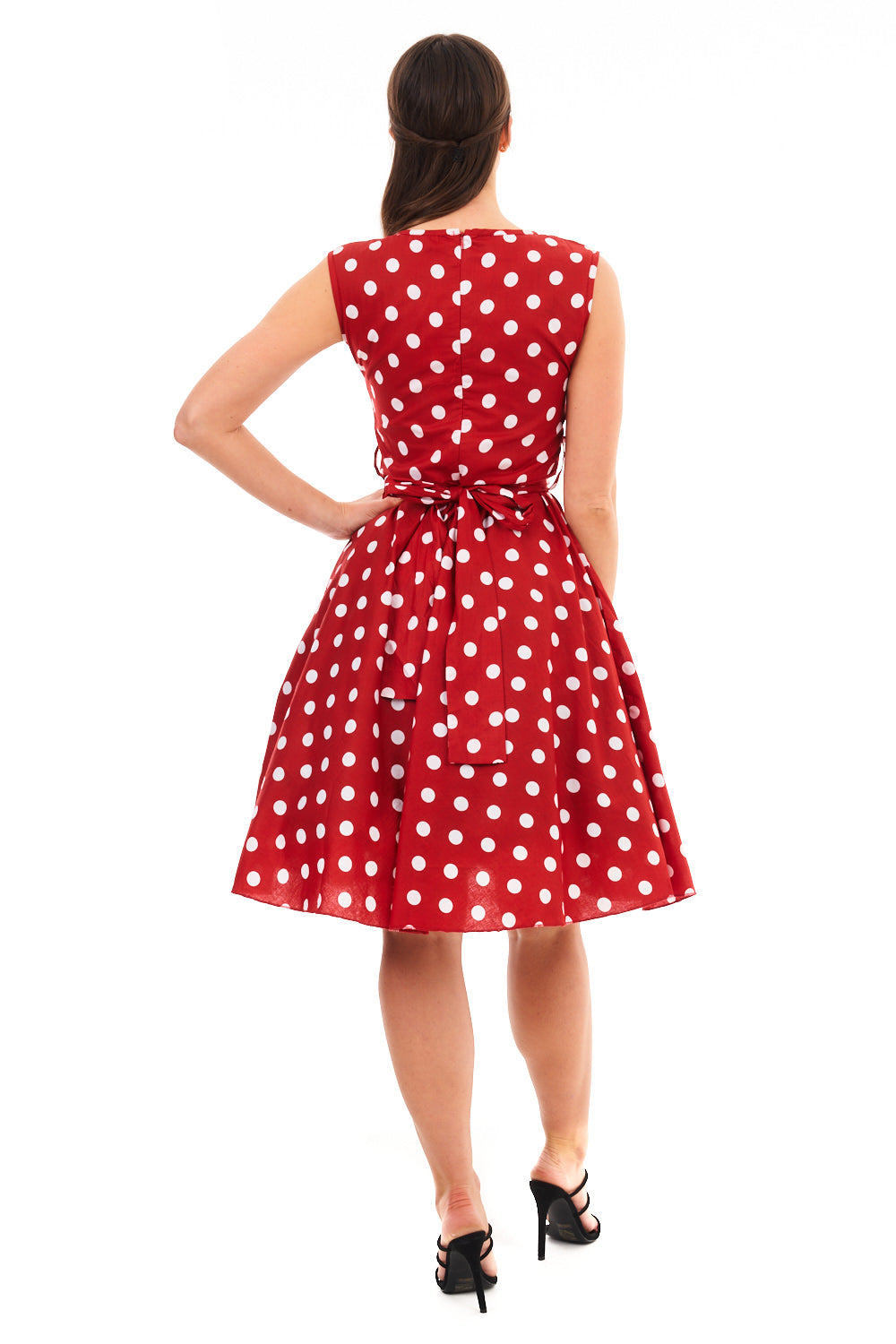 Ladies Retro Vintage 1940's /1950s Inspired Polka Dot Dress in Red