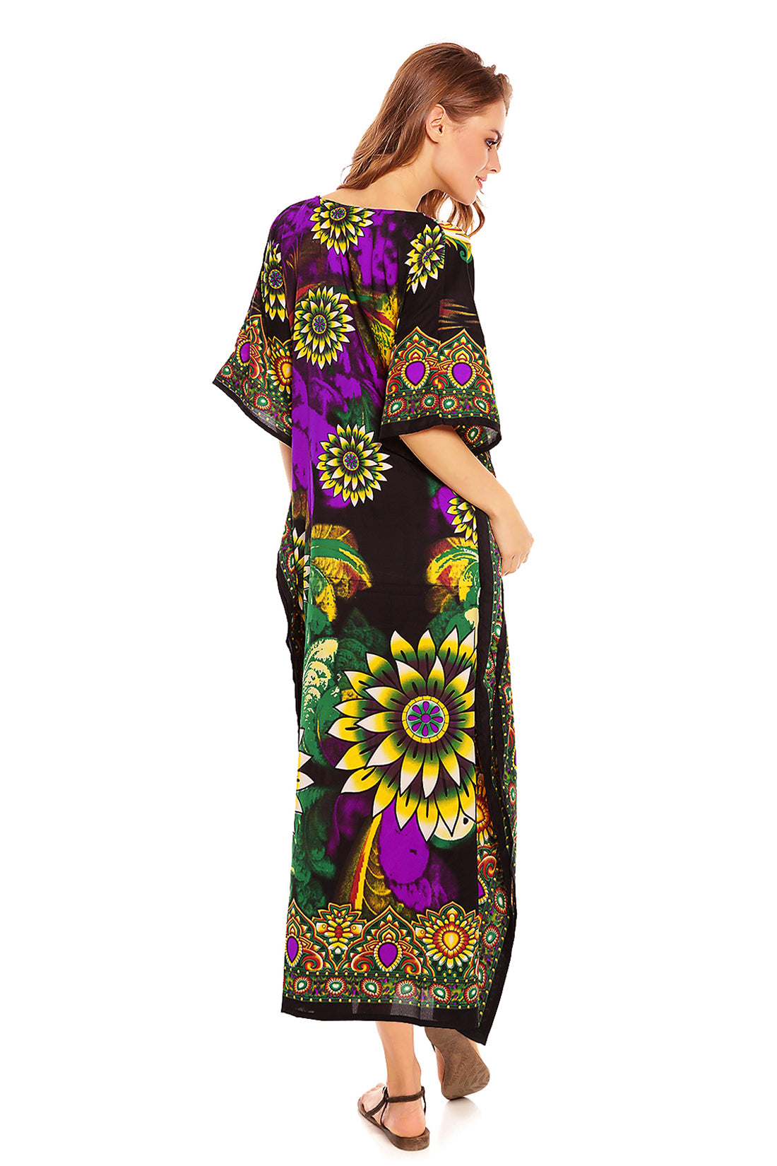 Full Length Long Maxi Kaftan Dress in Green- Pack of 12