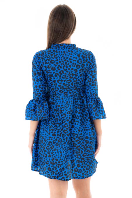 Ladies Animal Print Blue Mini Dress - Pack of 10